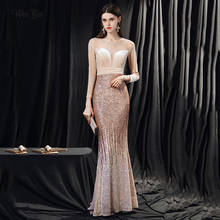 Weiyin AE0581 Robe De Soiree новый сексуальный 3/4 рукав платье для выпускного вечера русалка бордового цвета расшитое блестками длинное вечернее платье элегантное платье на выход 2024 - купить недорого