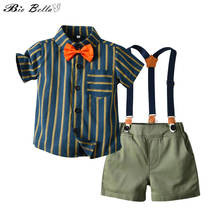 Conjunto infantil de camiseta e calça, roupa de verão para meninos, moda de cavalheiro, roupa para festa de aniversário 2024 - compre barato