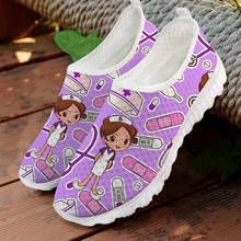 Twoheartsgirl Cute Cartoon Nurse Pattern Shoes for Women Slip-on Female Ladies Spring Summer Flats Breathable Mesh Sneakers 2024 - buy cheap
