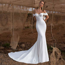 Eightree Simlple Satin Mermaid Wedding Dress Strapless Vestido de noiva Appliques Bridal Gowns Backless Trumpet Wedding Dresses 2024 - buy cheap