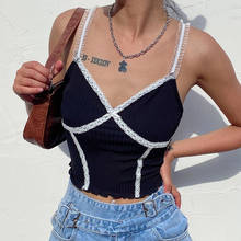 Women's Harajuku Y2k Sexy Summer Camisole Lace Stitching V-Neck Slimming Exposed Navel Tops 2021 Sling Tank Crop Top 2021 2024 - buy cheap