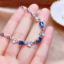 popular blue sapphire gemstone bracelet for women silver fine jewelry  certified natural gem classic blue color 925 silver gilft 2024 - buy cheap