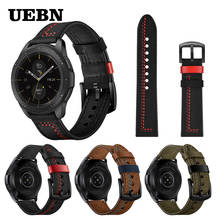 Uebn-pulseira de couro luxuosa para relógios, 20mm, 22mm, para samsung galaxy watch 42mm, 47mm e active 2, gear s2 s3 2024 - compre barato