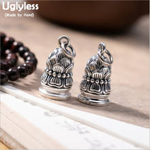 Uglyless real 990 prata lótus pingentes para budista unissex mulheres dos homens aberto colares sem corrente thai prata jóia budista p1118 2024 - compre barato