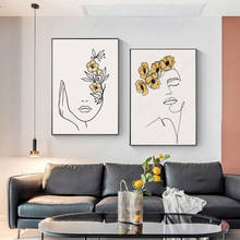 Quadro de pintura abstrata feminino, quadros nórdicos para desenho, arte de parede, amarelo mostarda, imagem de parede para quarto, decoração de casa 2024 - compre barato