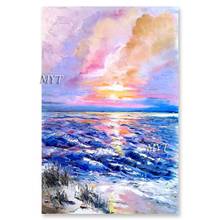 Modern Seascape Picture 100% Hand-painted Sunset Scenery Oil Painting No Frame Wall Hanging Art Home Showpieces Canvas Artwork 2024 - buy cheap