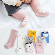 Носки для новорожденных малышей длиной до колена Детские носки для девочки, мальчика Нескользящие с милым рисунком кота лисьи гетры носки для новорожденных теплые длинные носки до колена 2024 - купить недорого