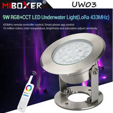 MiBoxer-Luz LED subacuática UW03, lámpara inteligente de 9W, RGB + CCT, (LoRa 433MHz), Control remoto/aplicación/voz de tres partes, IP68, para piscina 2024 - compra barato