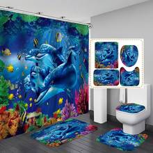 Coral Sea World Dolphin Shower Curtains Cartoon Waterproof  Shower Curtain Bathroom Polyester 2024 - buy cheap