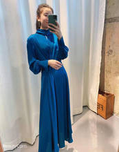 Nanyou 2021 spring dress new fashion noble generous long sleeve Icelandic silk long sleeve dress women's wear z493 2024 - buy cheap