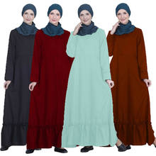 Дубай женское мусульманское платье макси с длинным рукавом Jilbab исламский кафтан винтажный коктейльный молитвенный халат макси Одежда Рамадан Турция Новинка 2024 - купить недорого