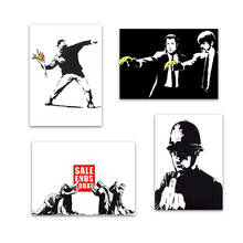 Pintura en lienzo de Arte de Graffiti Banksy, chica blanca y negra con globo rojo, carteles e impresiones, imágenes artísticas de pared para decoración del hogar 2024 - compra barato