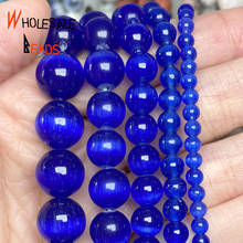 4/6/8/10/12mm Natural Dark Blue Cat Eye Stone Beads Round Spacer Beads For Jewelry Making Needlework Handmade Accessories 15" 2024 - buy cheap