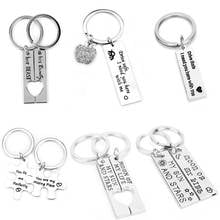2 Pcs Puzzle Letter Couple Metal Keychain Lovers BBF Cute Key Ring Holder Love Heart Valentine's Day Gift 2024 - buy cheap