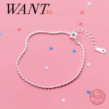 WANTME-pulsera minimalista de Plata de Ley 925 auténtica para mujer, brazalete con cuentas geométricas, accesorios de joyería para fiesta coreana 2024 - compra barato