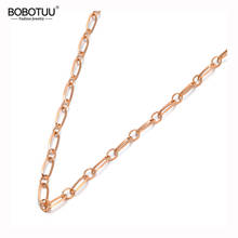 BOBOTUU Hiphop/Rock Titanium Stainless Steel Geometry Chain Pendant Necklace For Women Girls Trendy Chain Link Necklace BN20041 2024 - buy cheap