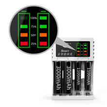 Dropshipping rápido 4 slots led carregador de bateria inteligente recarregável carregadores de bateria para aa/aaa ni-mh/ni-cd bateria recarregável 2024 - compre barato
