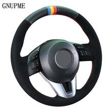 Black Genuine Leather Suede Car Steering Wheel Cover for Mazda CX-5 CX5 Atenza 2014 New Mazda 3 CX-3 2016 2024 - buy cheap