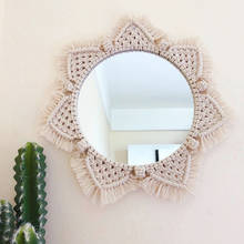 Wall Hanging Macrame Mirror Ins Nordic Hand-made Tapestry Home Porch Mirrors Photography Prop Decor for Bathroom Bedroom 2024 - buy cheap