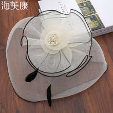 Haimeikang Kentucky Derby Sinamay Millinery Fascinators Headband com Pena Gordo Chapéu Cocktail Vermelho Melbourne Cup Grampos de Cabelo 2024 - compre barato