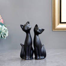 ESTATUILLA decorativa de gato negro, estatua de cerámica, regalo de boda creativo europeo, decoración del hogar, 2 unids/set por juego 2024 - compra barato