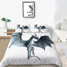 Voando dragão jogo de cama único 3d simples moda capa edredão branco rei rainha gêmeo completo duplo design único conjunto cama 2024 - compre barato