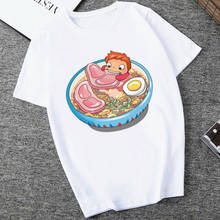 Camiseta feminina de manga curta de manga curta de manga curta de mascar engraçado o pescoço topos camiseta macia feminina ponyo hayao miyazaki studio ghibli 2024 - compre barato