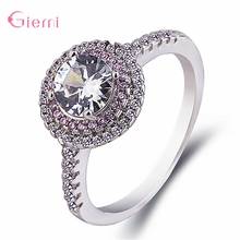 100% 925 Sterling Silver Trendy Charms Sparkling Elegant Cubic Crysstal Stackable Zircon Rings For Women Girls Wedding Jewelry 2024 - buy cheap