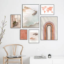 Pôster boêmio de tela, pintura abstrata para parede, arte impressa, mapa, porta, imagem moderna para sala de estar, decoração de casa 2024 - compre barato