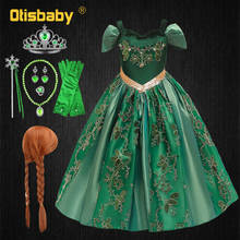 Vestido de princesa de la reina de las nieves para niñas, traje de Elsa y Anna bordado en verde, elegante, para Halloween y Noche 2024 - compra barato