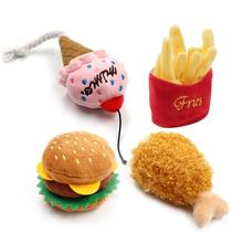 Cute Hamburger Dog Toy BB Plush Pet Toys French Fries Dogs Chew Squeak Toys 2024 - buy cheap