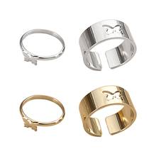 1 par de correspondência borboleta amante casal anéis noivado promessa anéis para homens feminino festa de casamento jóias presentes  2024 - compre barato