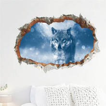 3d janela lobo adesivos de parede floresta diy animal cartaz da parede para crianças quartos sala estar quarto decoração mural arte 2024 - compre barato