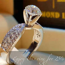 Женское кольцо с фианитом, из натурального серебра 925 пробы с шестью круглыми камнями 2024 - купить недорого