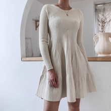 Knitted Dresses for Women 2021 New Fall Winter Fashion New Arrival Long Sleeve Knit Dress Woman Short Dress Off White Casual 2024 - buy cheap
