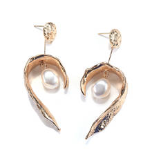 Gold Color Half Heart ZA Earrings Jewelry Women Imitation Pearls  Long Dangle Drop Earrings 2019 New Indian Ethnic Earrings Girl 2024 - buy cheap