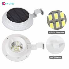 KHLITEC New Style Solar Gutter Lights 12 LED Solar Powered Waterproof Security Lamp Wall Mount Lamp Light for Outdoor Garden 2024 - buy cheap