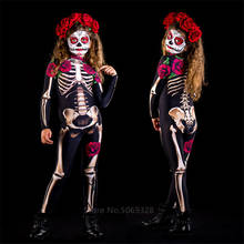 Skeleton Rose Sexy Women Halloween Devil Ghost Jumpsuit Party Carnival Performance Scary Costume Kids Baby Girl Day Of The Dead 2024 - buy cheap