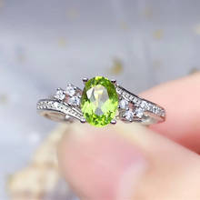 LeeChee natural peridot ring real 925 solid sterling silver fine jewelry for women anniversary gift green gemstonge free ship 2024 - compre barato