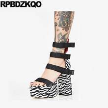 Goth Chunky 10 Big Size Black And White Open Toe Gladiator Women High Heel Shoes Gothic Platform Boots Punk Sandals Demonia 2024 - buy cheap