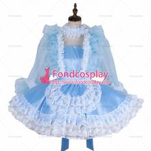 Fondcosplay-vestido de Organza de satén azul para adulto, disfraz sexy de mucama cruzada, delantal de uniforme, a medida [G1995] 2024 - compra barato