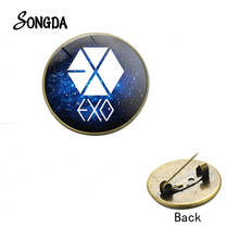 Broche de insignia Harajuku EXO, broche de Hip-Hop, cantante de música Kpop, broches de cabujón de cristal para hombre, PIN de cuello para abrigo, joyería para amantes de la música 2024 - compra barato