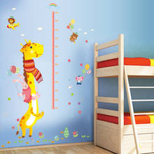 Altura dos desenhos animados girafa adesivos de parede crianças decoração do quarto altura medição régua decoração pintura auto-adesivo pvc papel de parede 2024 - compre barato