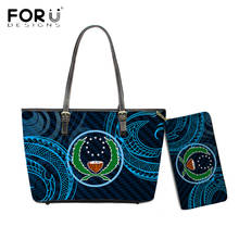 Forudesigns sacos de ombro feminino conjunto pohnpei tribal polynesian padrão espiral impressão marca designer elegante senhora bolsa bolsas 2024 - compre barato