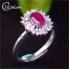 Lujoso anillo de rubí de plata de 4mm x 6mm, 0,5 Ct, auténtico colgante de piedra preciosa sólida de plata 925, regalo de cumpleaños para novia 2024 - compra barato
