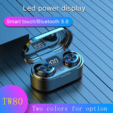 Bohm tw80 sem fio bluetooth 5.0 tws fone de ouvido toque mini fones com microfone caixa carregamento esporte para smartphone 2024 - compre barato