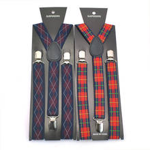 Men Women Unisex Clip-on Suspenders Elastic Slim Suspender 2.5cm wide Fashion embroidery plaid design braces Strap Free shipping 2024 - buy cheap