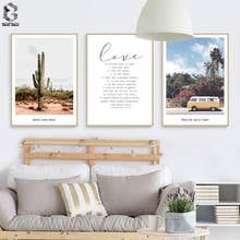 Wall Art Landscape Canvas Poster Mexico Scenery Cactus Bus Love Quotes Print Painting Scandinavian Decoration Picture Home Decor 2024 - buy cheap