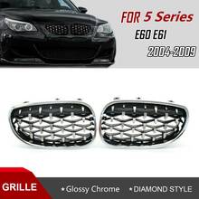 Grade dianteira para bmw, estilo diamante cromado, para os modelos série 5, e60, e61, 5 series 520i, 535i, 550i, 2005-2011 2024 - compre barato