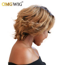 Peluca de cabello humano brasileño Remy para mujer, postizo de encaje Frontal, corte Bob Pixie corto, sin pegamento, 1B27 2024 - compra barato